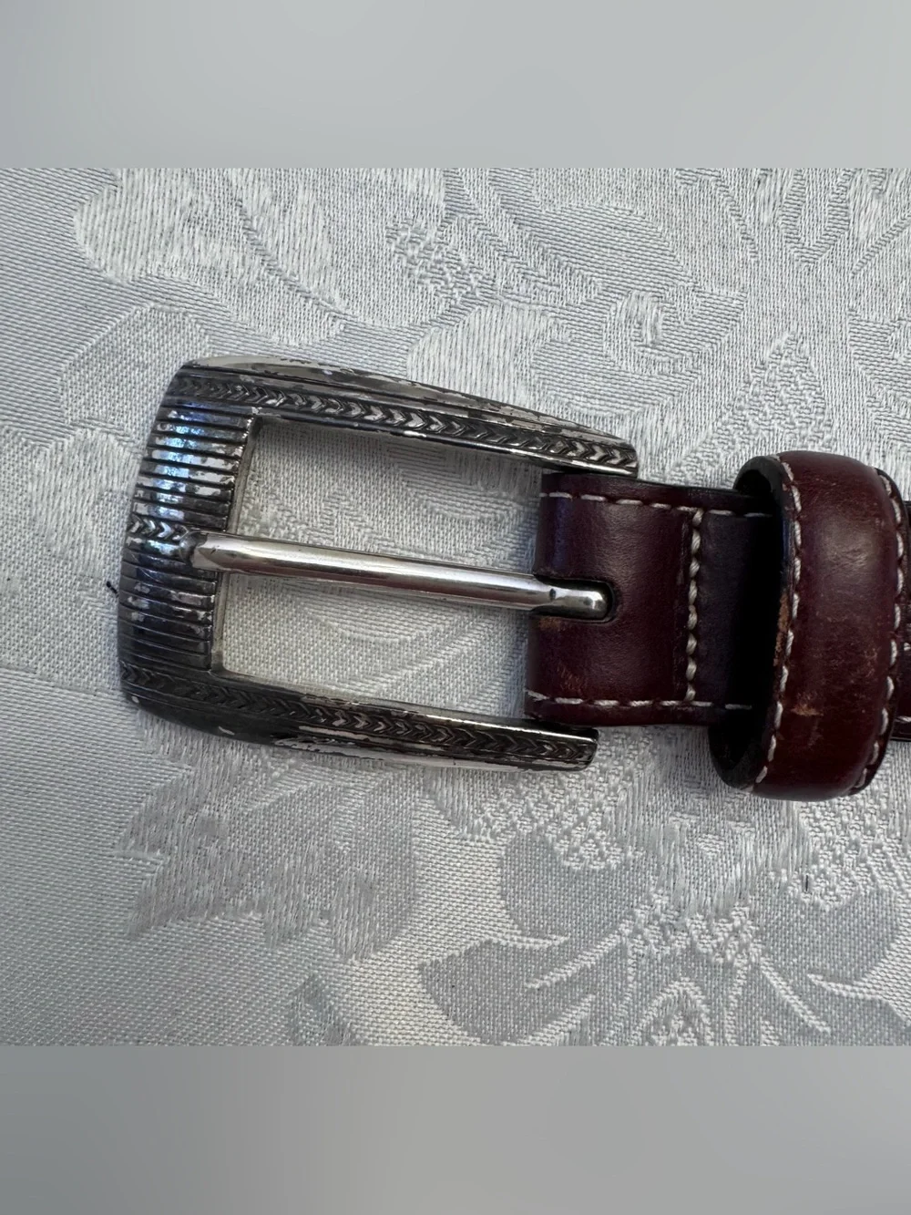 Onyx By Brighton Brown Leather Belt‎ Men’s Size 34 Fish Bass Western Preppy Dad